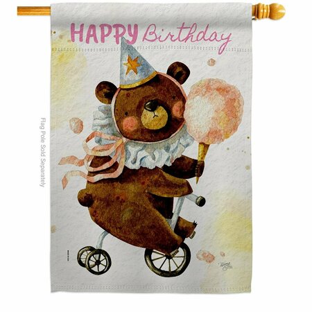 GARDENCONTROL Cute Bear Birthday Celebration 28 x 40 in. Double-Sided Vertical House Flags for  Banner Garden GA4075116